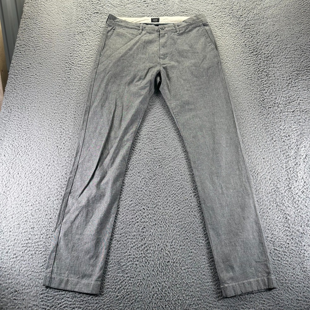 J.Crew 484 Pant Mens 31x32‎ Gray Cotton Chino Straight Stretch Slim Fit Preppy
